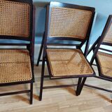 3 folding chairs with seat canning and backrest
