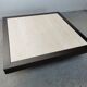 Table basse vintage travertin et bois design 1970