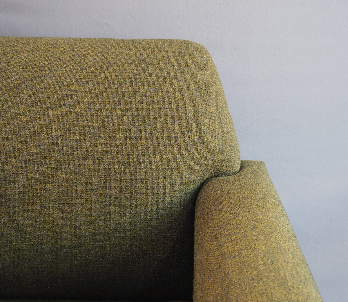 Danish 4 seater sofa in green woolen fabric 60s