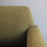 Danish 4 seater sofa in green woolen fabric 60s