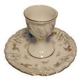 Coquetier royal porcelaine fleurs et dorures