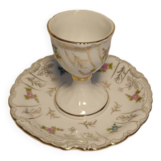 Coquetier royal porcelaine fleurs et dorures