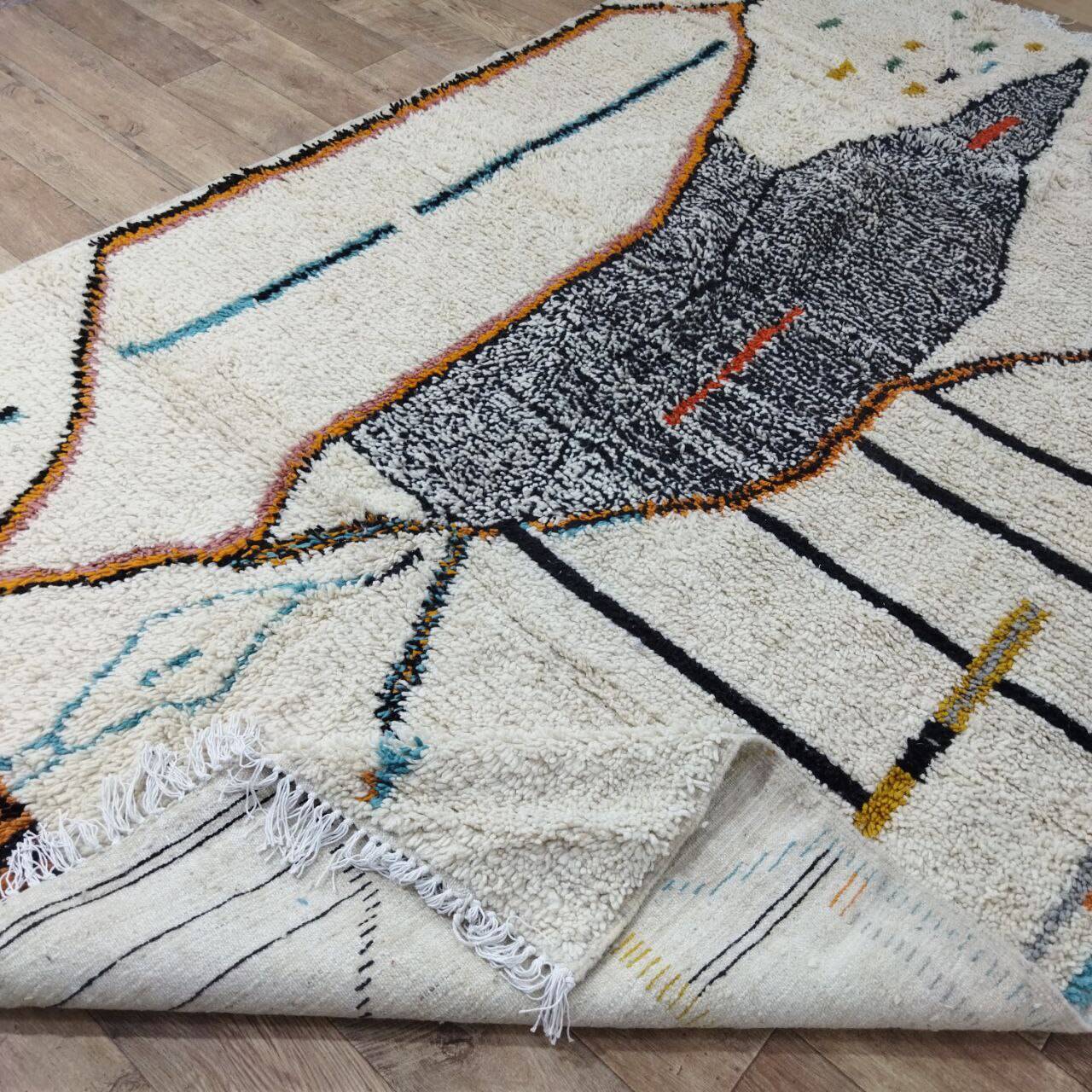 Handmade wool Berber rug 309X200 cm