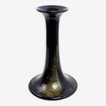 Vase Theresienthal noir et or 1970