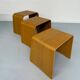 Set of 3 nesting coffee tables in thermoformed wood, 80s design