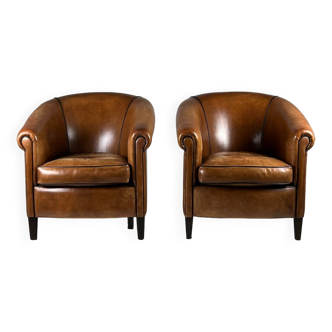 Set of sheeps leather clubchairs