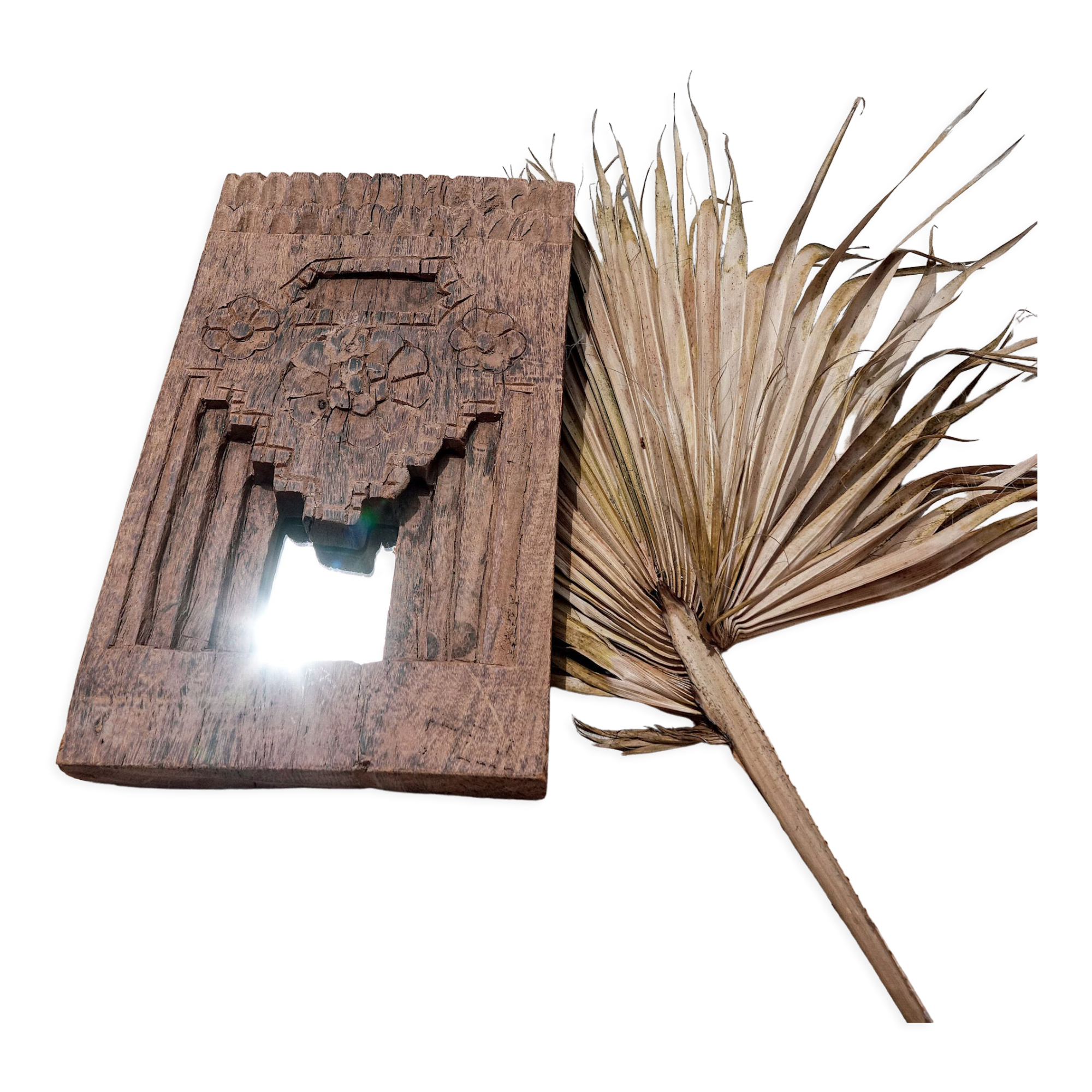 Temple mirror in recycled wood