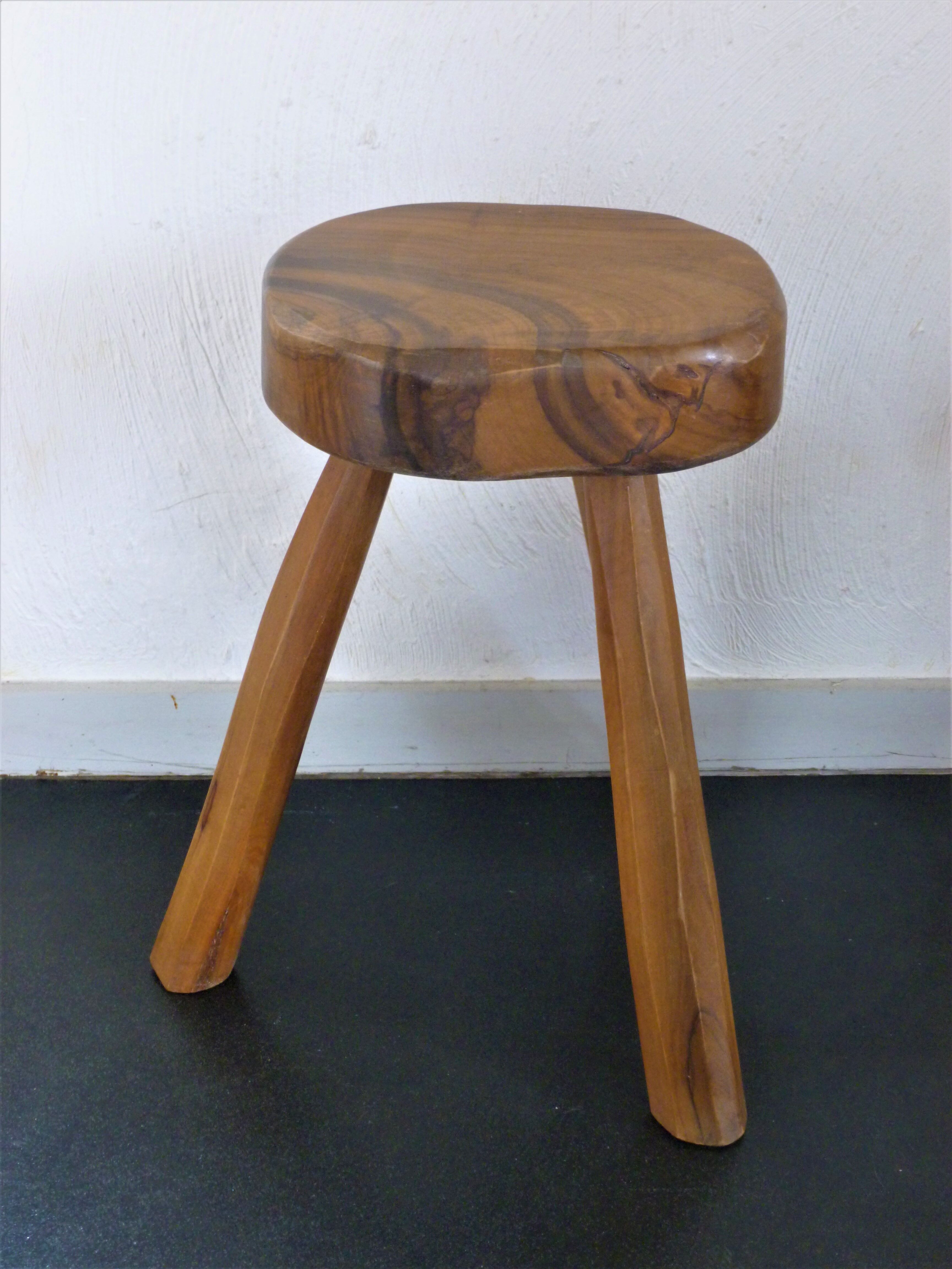 Brutalist stool, 70s, in olive tree