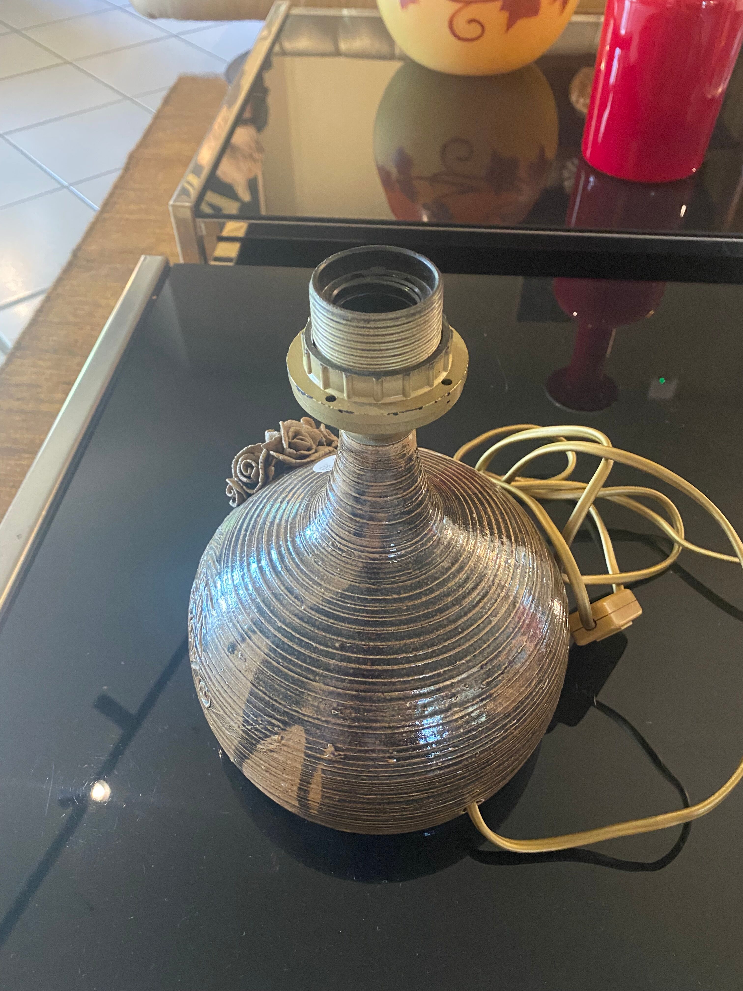 Pied de lampe en céramique vintage