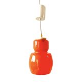 Vintage orange opaline pendant light - Space Age Design