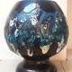Vintage blue lava decor ceramic ball vase from the 1960s
