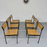 6 old metal and wood chairs, Italian design from the 80s, vintage