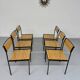 6 anciennes chaises en métal et bois design italien des années 80 vintage