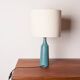 Danish truncated conical table lamp in matte blue sandstone by Gunnar Nylund for Nymolle 1960.