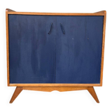 Buffet vintage pieds compas peint en bleu