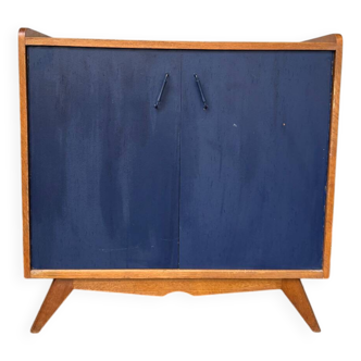 Buffet vintage pieds compas peint en bleu