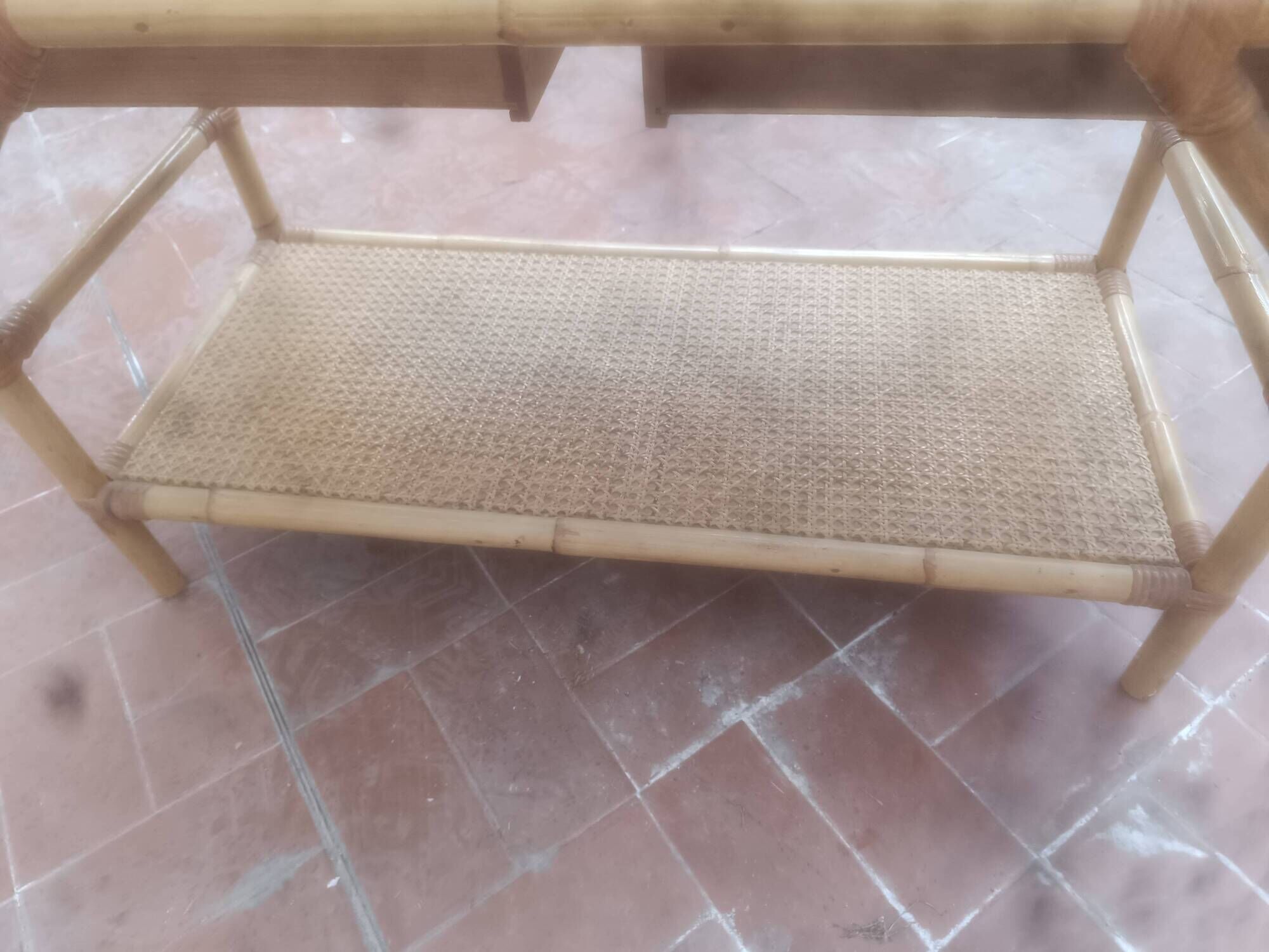 Bamboo and cane coffee table