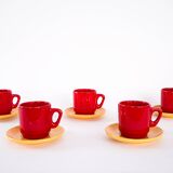 Set of ceramic mugs, Italian design, 1980s, made in Italy