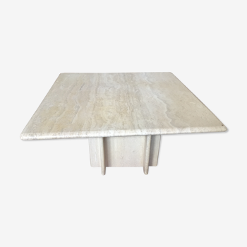 Square coffee table in travertine, 70s/80s
