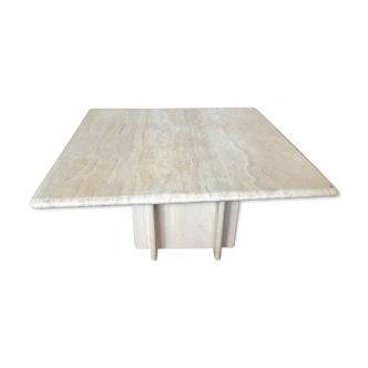 Square coffee table in travertine, 70s/80s