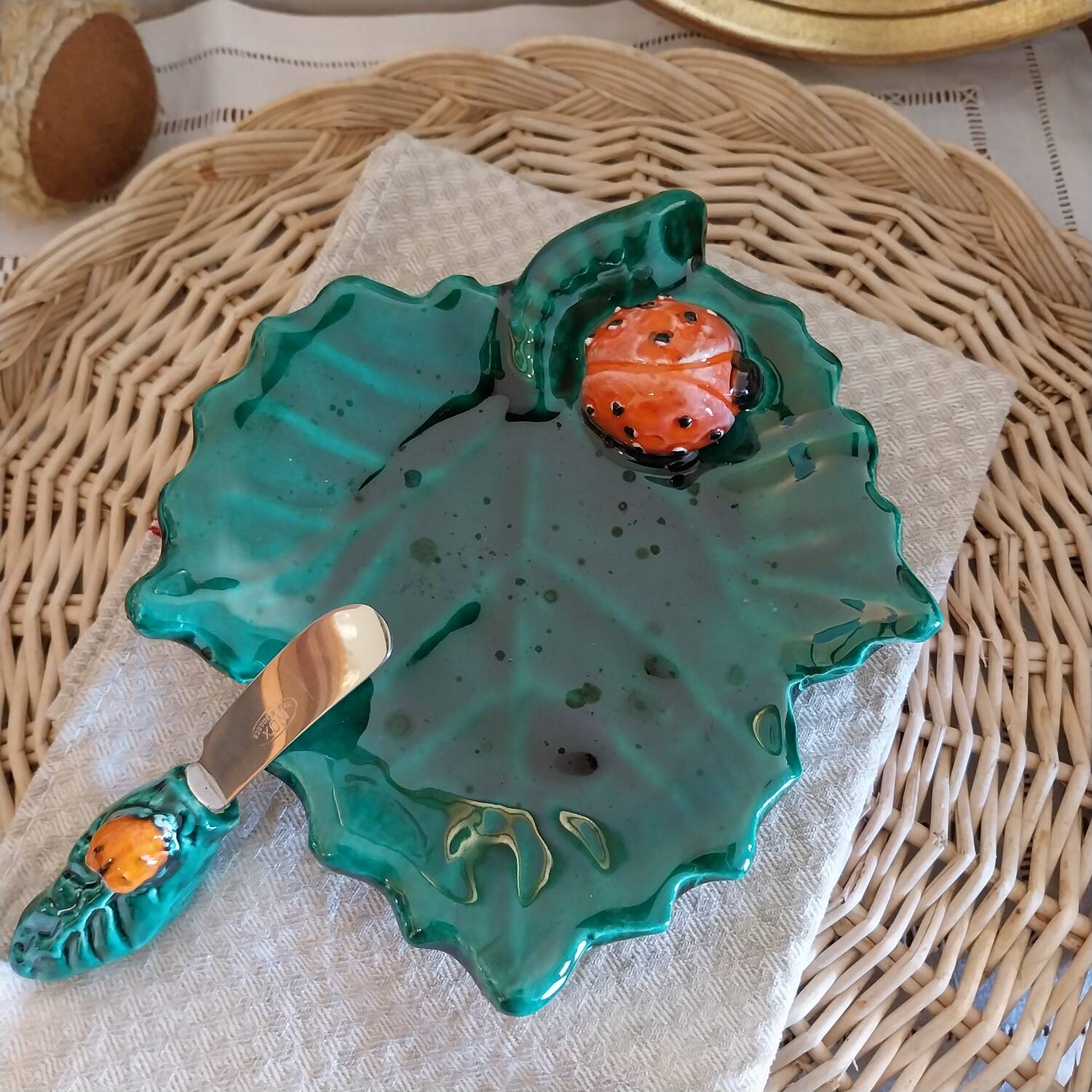 Vintage slip butter dish