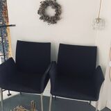 Set of 2 Zanotta LIA armrest chairs in antarcite gray virgin wool