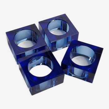 Set of 4 napkin rings "oleg cassini" in indigo crystal