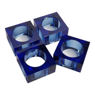 Set of 4 napkin rings "oleg cassini" in indigo crystal