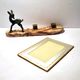 Art Deco Photo Frame Bambi Bronze Statuette and Mirror Glass 1940