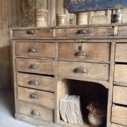 Magnifique Ancien Comptoir De Commerce En Chêne À Nombreux Tiroirs