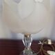 Pair of vintage table lamps in cut crystal and glass tulip.