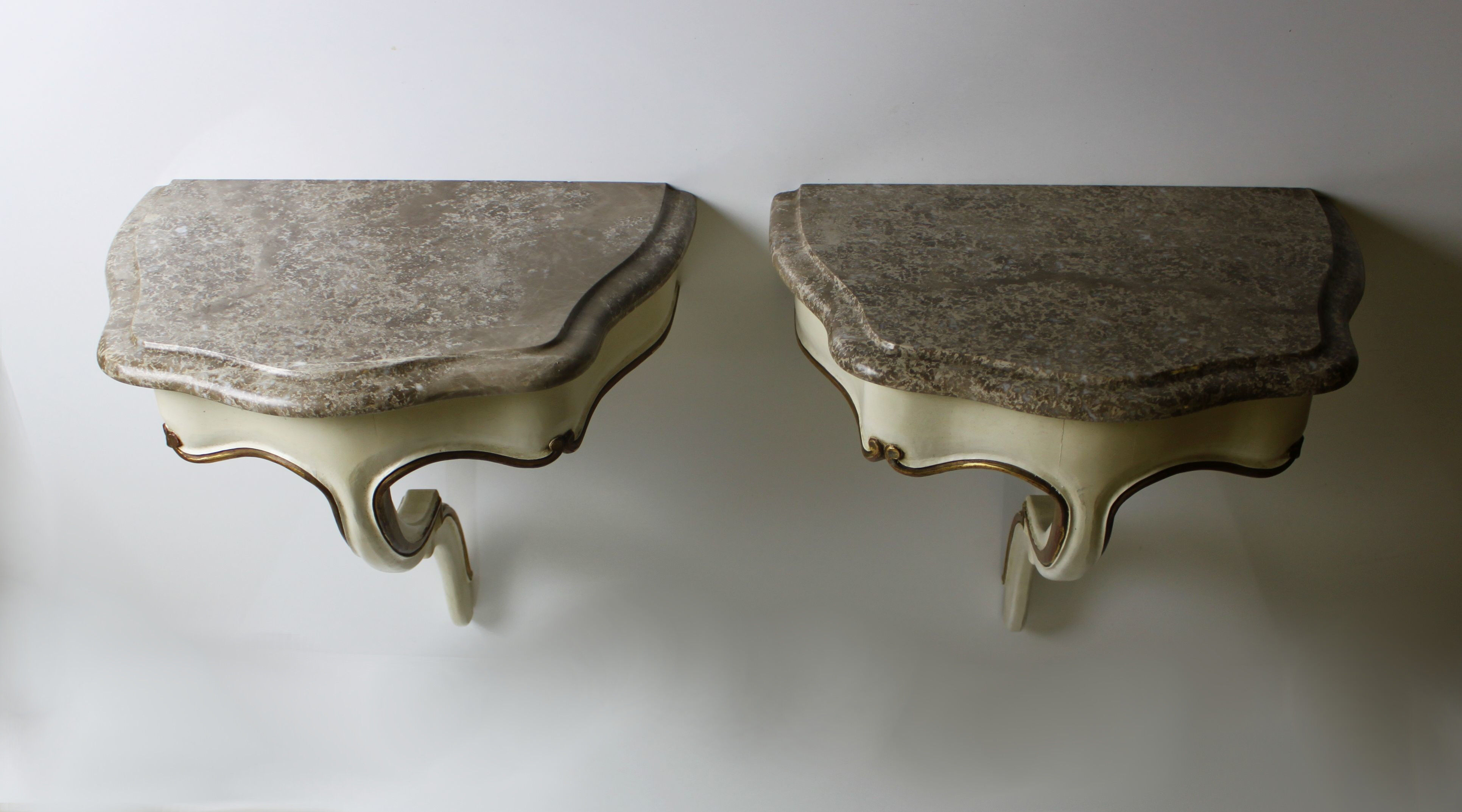 Pair of Venetian wall consoles, Italy, 20th century