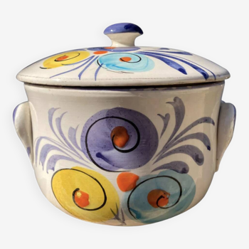 Quimper style vintage ceramic jar