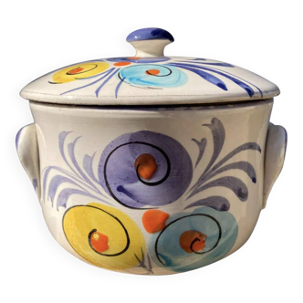 Quimper style vintage ceramic jar