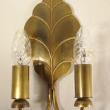 Paire d'appliques " feuilles " en laiton 1970
