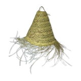 Wicker Lampshade - Flat Raffia Lampshade, Straw Hanging Lamp