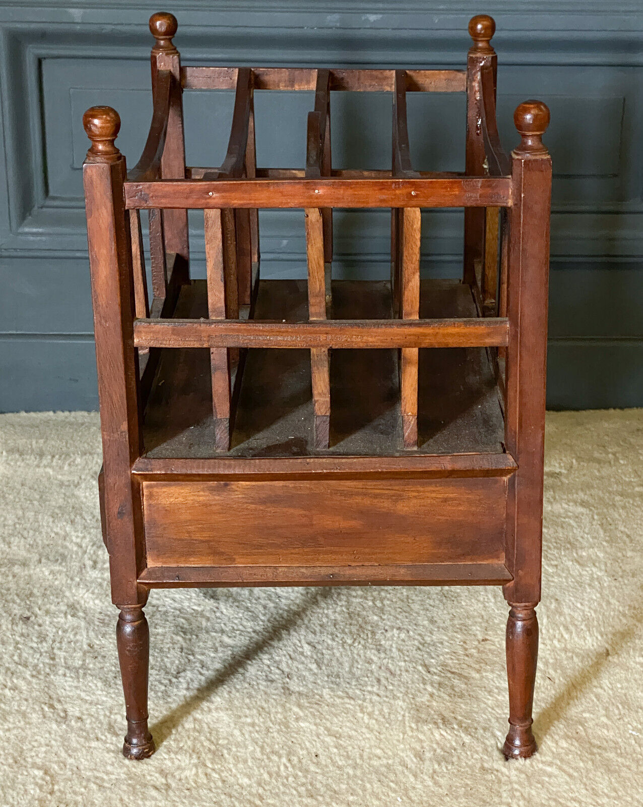 English mahogany magazine holder 1 drawer Mid-twentieth