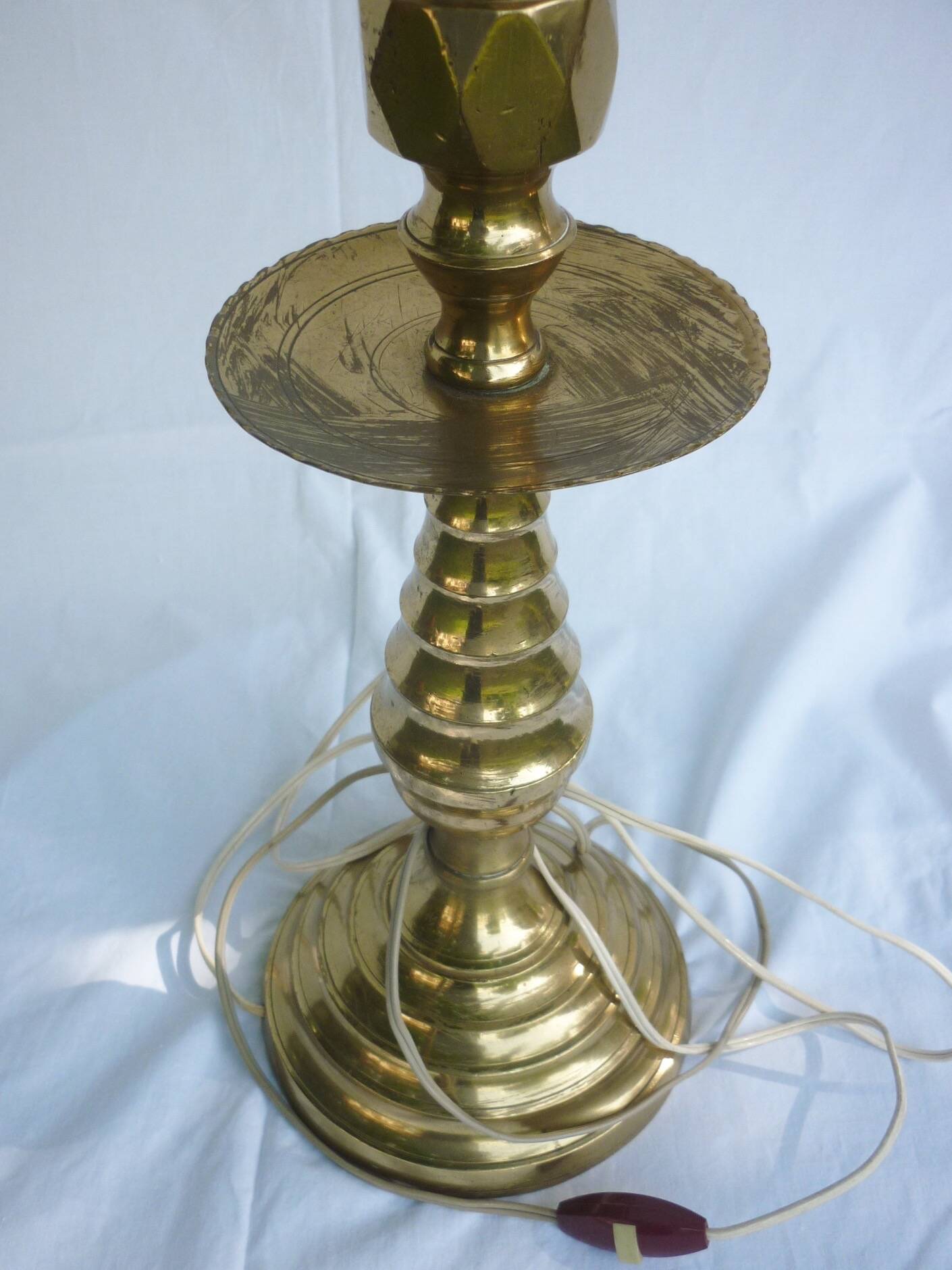Pique candlestick chandelier old gilded brass 71 cm