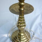 Pique cierge chandelier laiton doré ancien 71 cm
