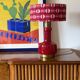 Space Age red glass table lamp, Italy 1960s
