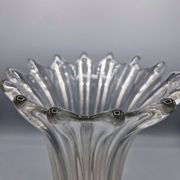 Large vintage clear glass fluted vase with wavy rim 26 cm