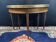Console table demi-lune 19th century Louis XVI modular foldable top in mahogany.