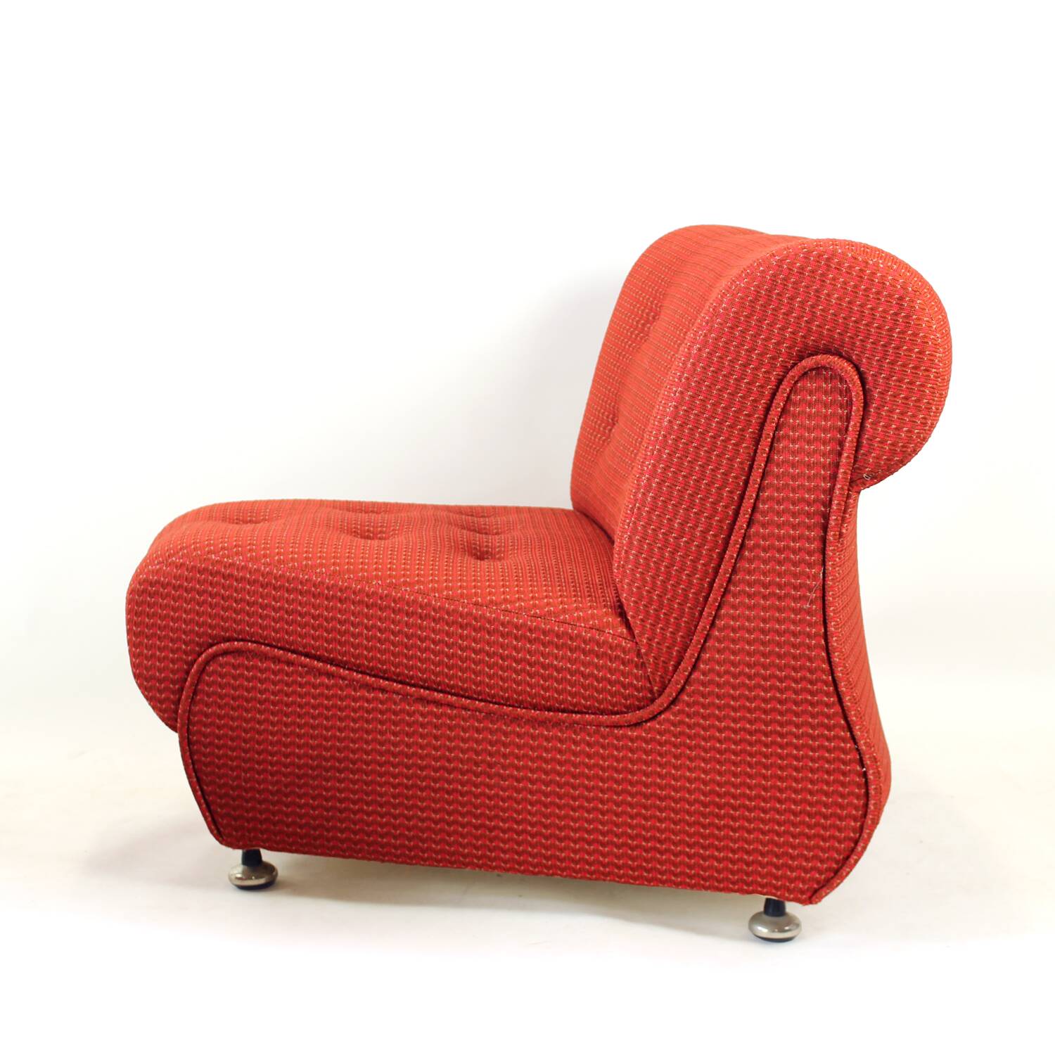Space Age Modular Curved Sofa In Original Red Fabric, Tatra 1970s
