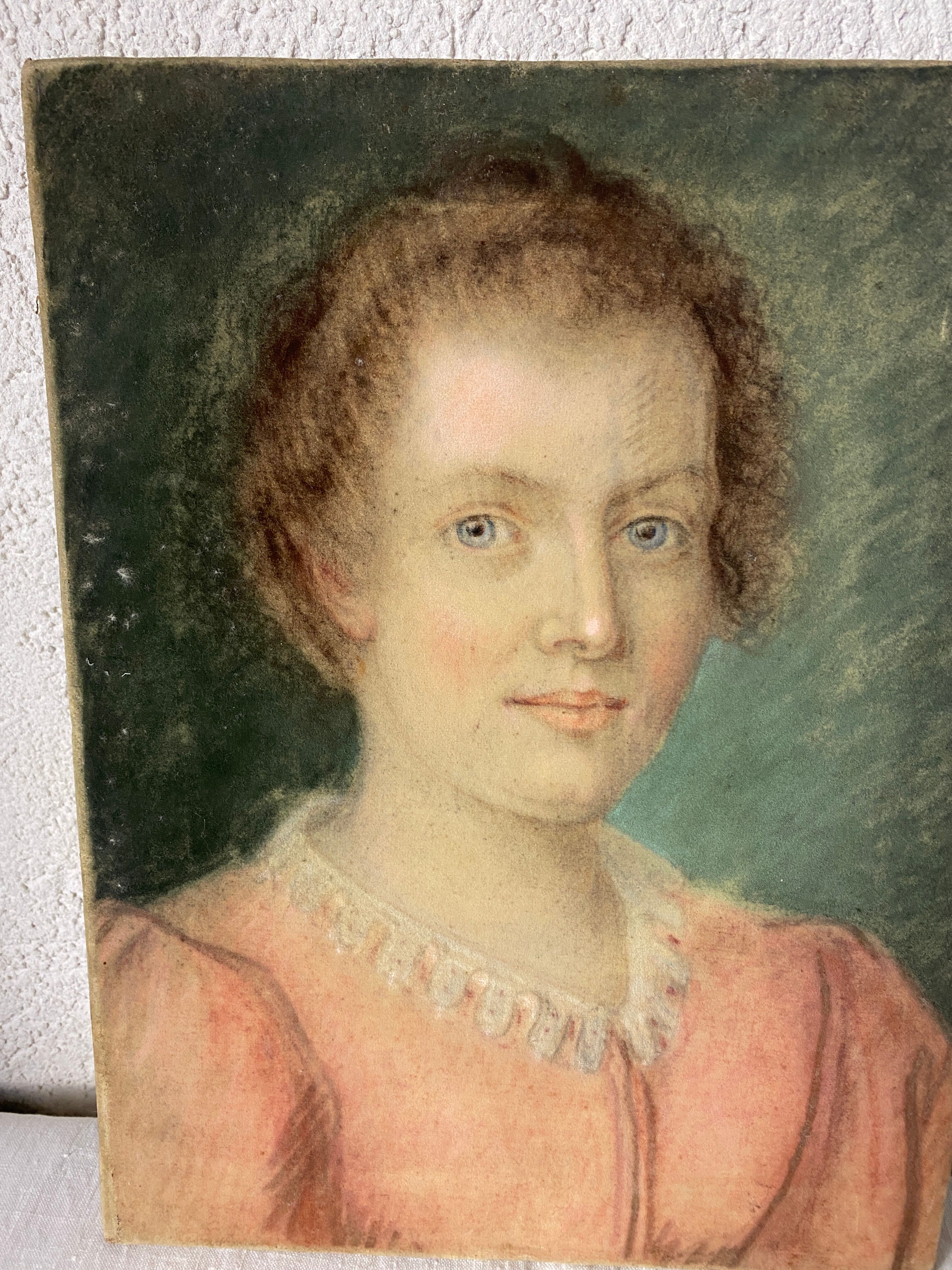 Pastel XIX portrait d'une jeune femme