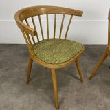 Pair of Baumann 740 office chairs, slatted models, 1960s