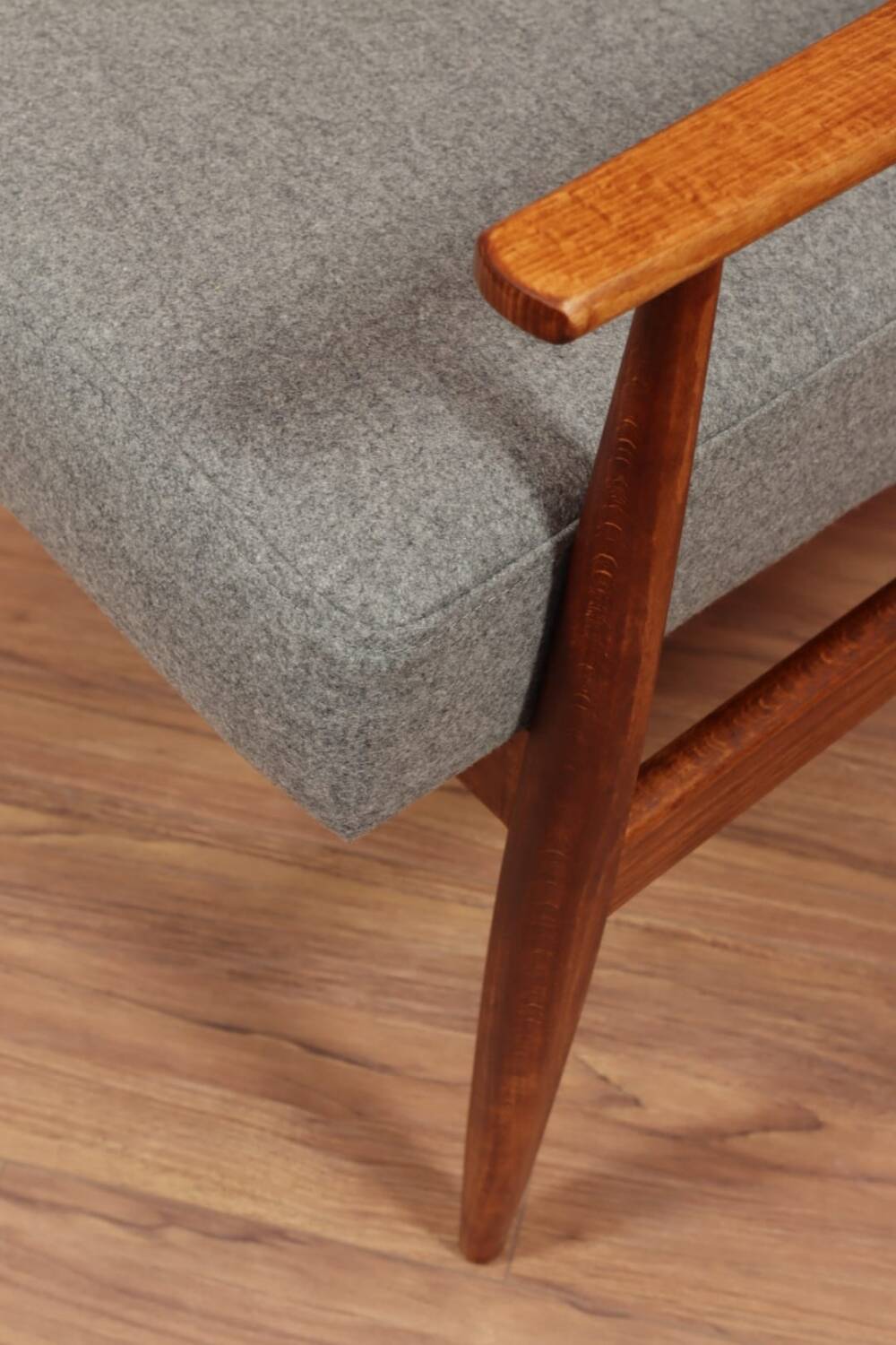 Lounge Chair Vintage Graphite Wool Fabric Mid Century Design, 1960