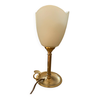 lampe à poser en laiton et verre