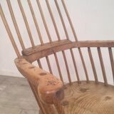 Rocking brutalist chair in oak, France, 1920s