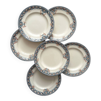 6 assiettes plates terre de fer « Diderot » Longwy