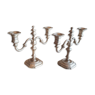 Pair of West Germany silver metal table candlesticks